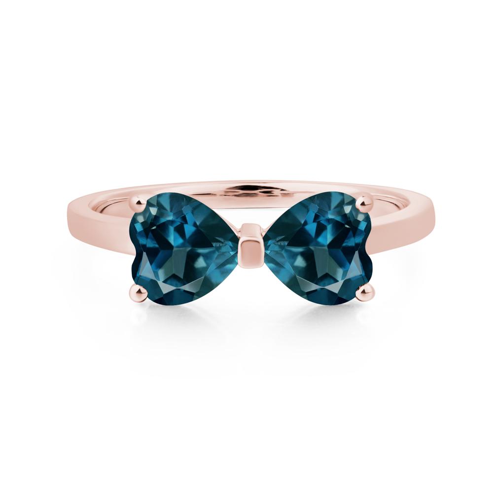 Heart Shaped London Blue Topaz Mothers Ring - LUO Jewelry #metal_18k rose gold