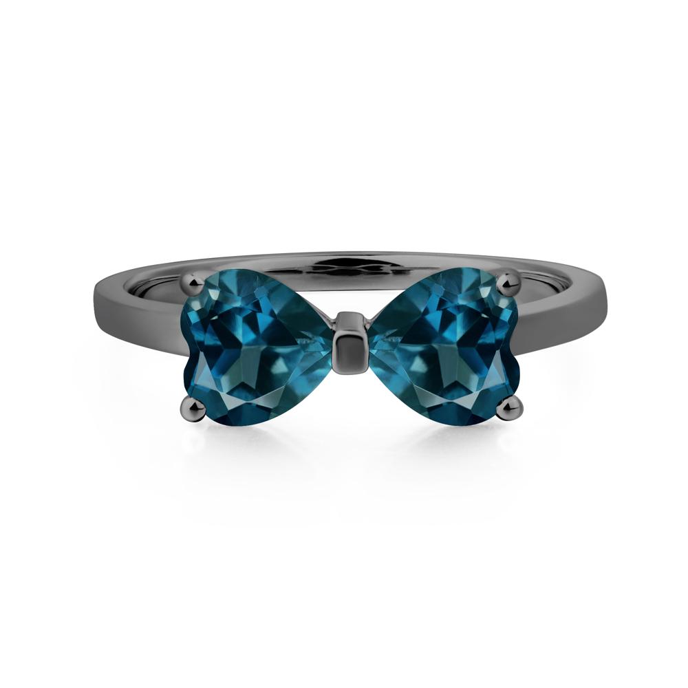 Heart Shaped London Blue Topaz Mothers Ring - LUO Jewelry #metal_black finish sterling silver