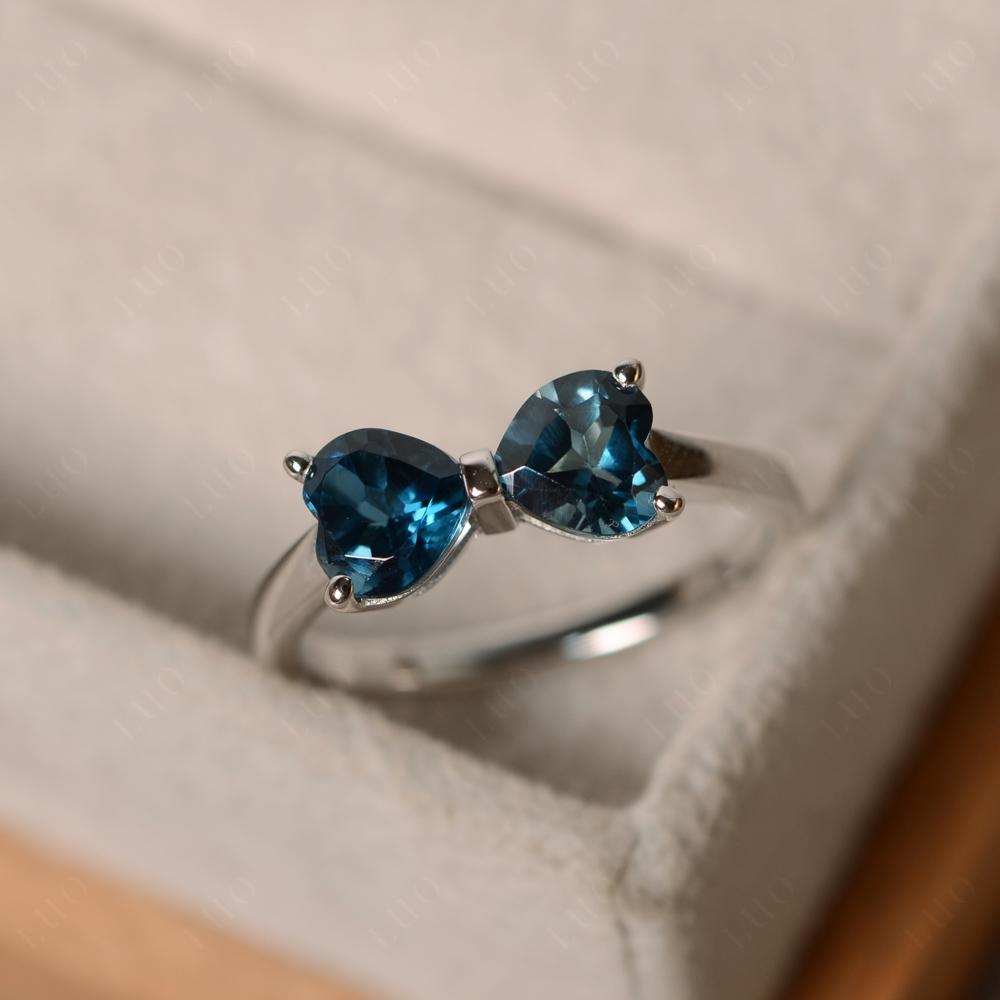 Heart Shaped London Blue Topaz Mothers Ring - LUO Jewelry