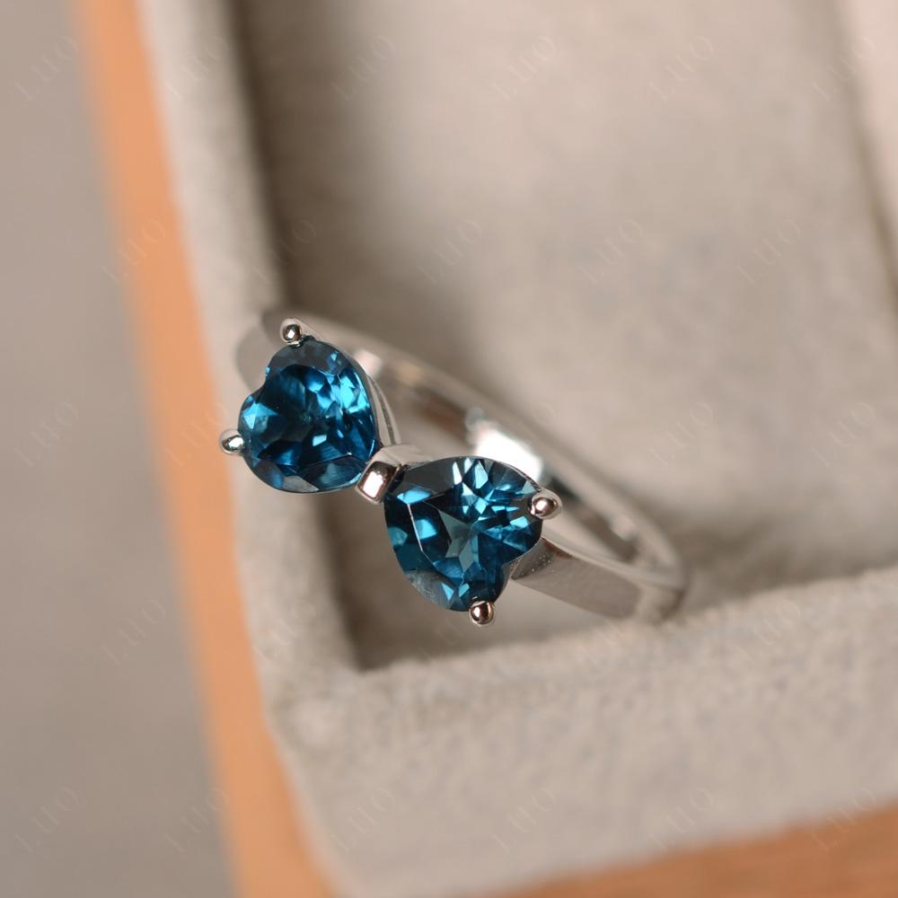 Heart Shaped London Blue Topaz Mothers Ring - LUO Jewelry