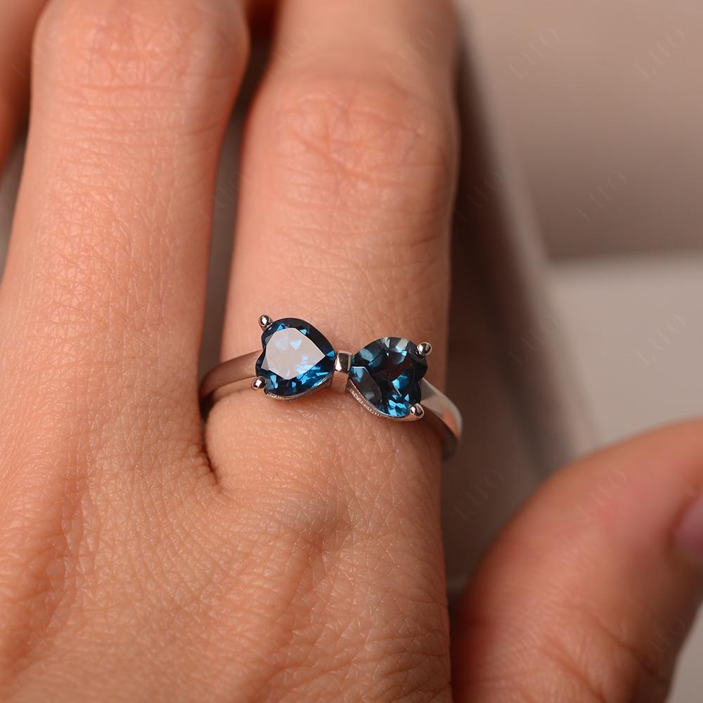 Heart Shaped London Blue Topaz Mothers Ring - LUO Jewelry