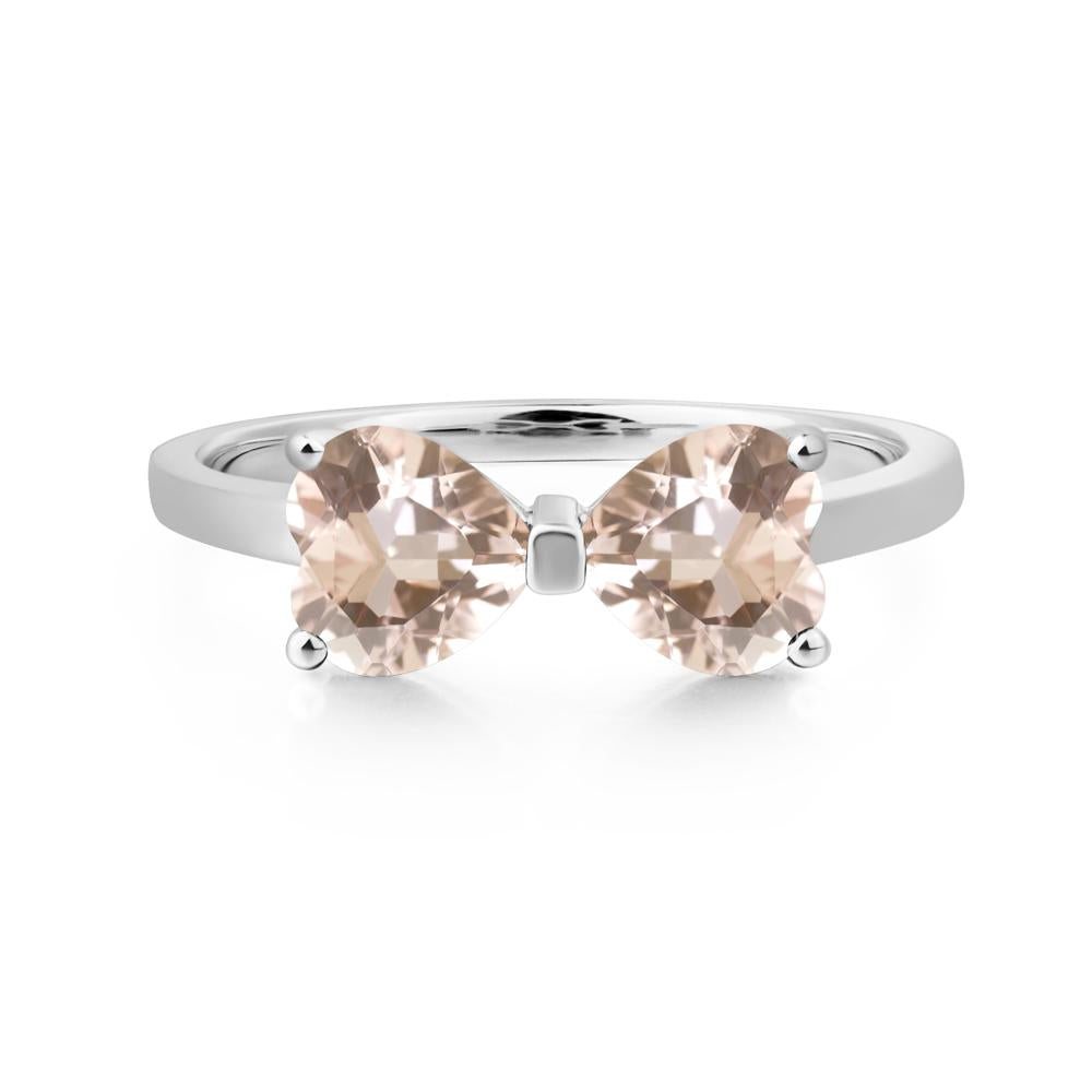 Heart Shaped Morganite Mothers Ring - LUO Jewelry #metal_14k white gold