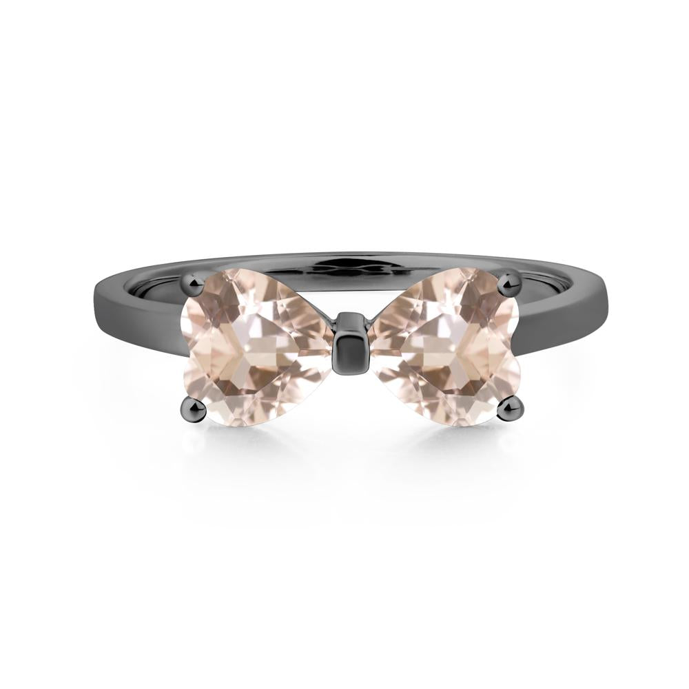 Heart Shaped Morganite Mothers Ring - LUO Jewelry #metal_black finish sterling silver