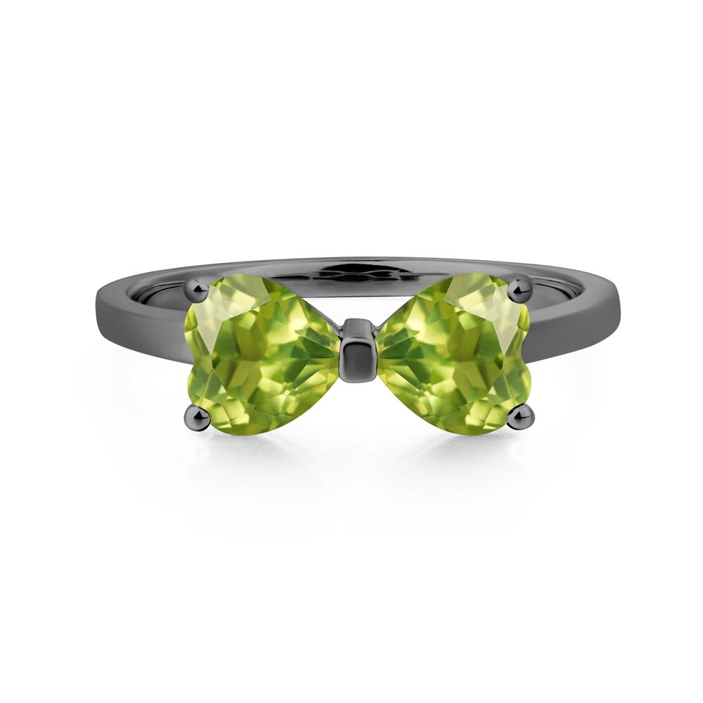 Heart Shaped Peridot Mothers Ring - LUO Jewelry #metal_black finish sterling silver