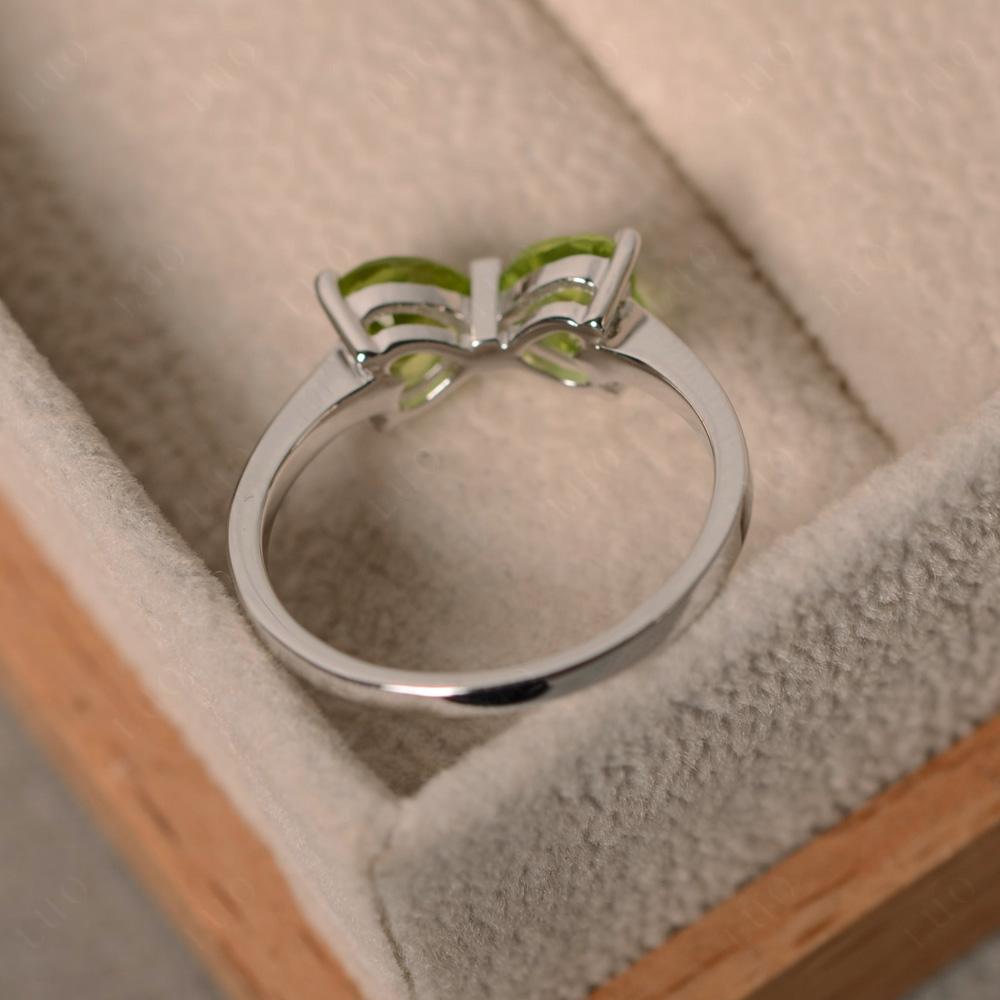 2 Stone Heart Shaped Peridot Promise Ring - LUO Jewelry
