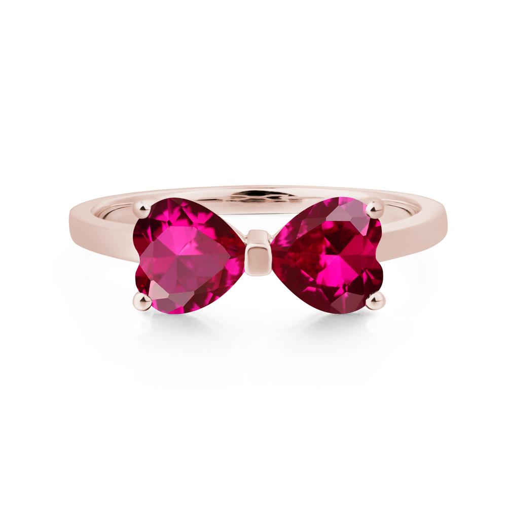 Heart Shaped Ruby Mothers Ring - LUO Jewelry #metal_14k rose gold