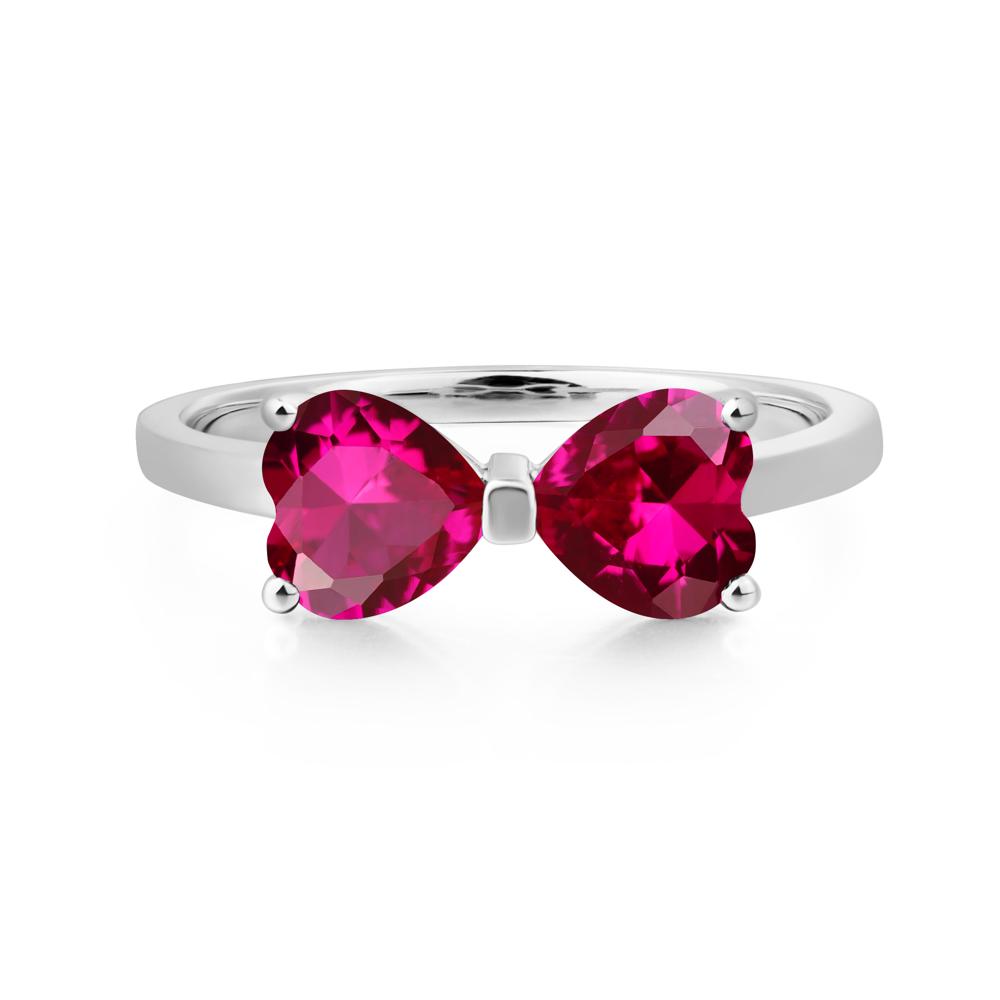 Heart Shaped Ruby Mothers Ring - LUO Jewelry #metal_14k white gold