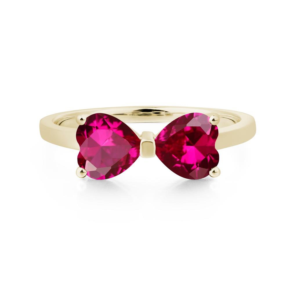 Heart Shaped Ruby Mothers Ring - LUO Jewelry #metal_14k yellow gold