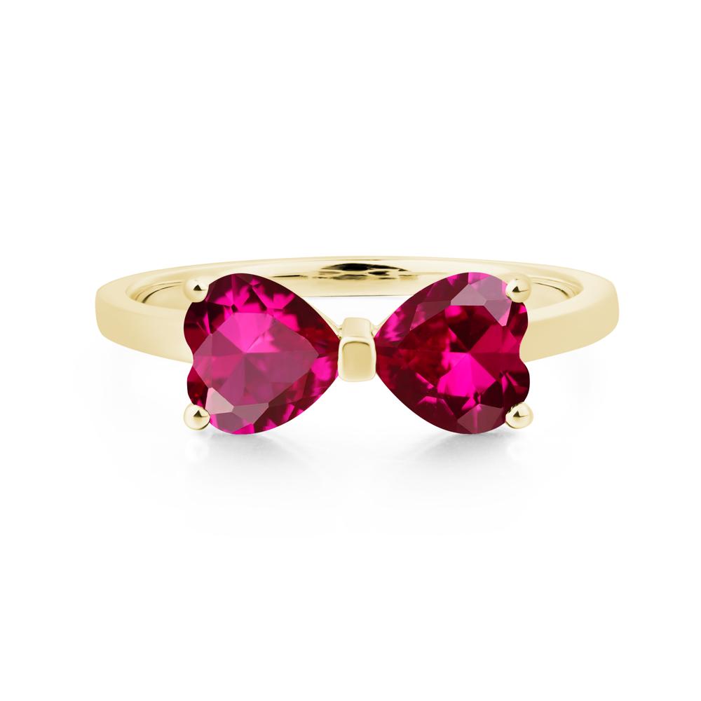 Heart Shaped Ruby Mothers Ring - LUO Jewelry #metal_18k yellow gold
