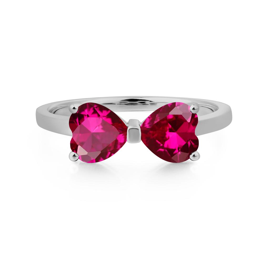 Heart Shaped Ruby Mothers Ring - LUO Jewelry #metal_platinum
