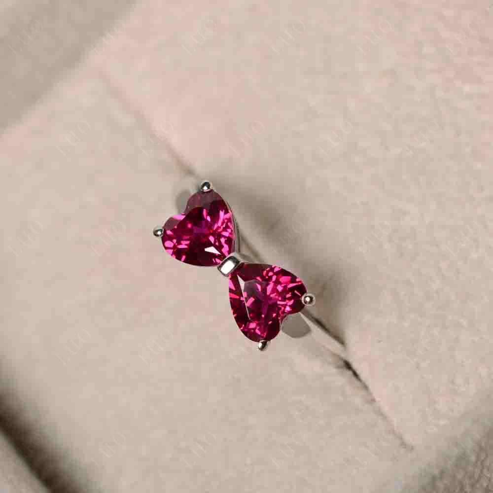 Heart Shaped Ruby Mothers Ring - LUO Jewelry