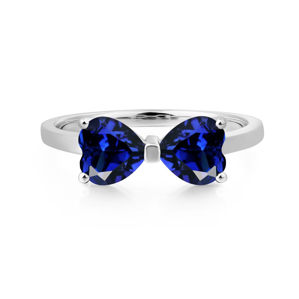Heart Shaped Sapphire Mothers Ring - LUO Jewelry #metal_14k white gold