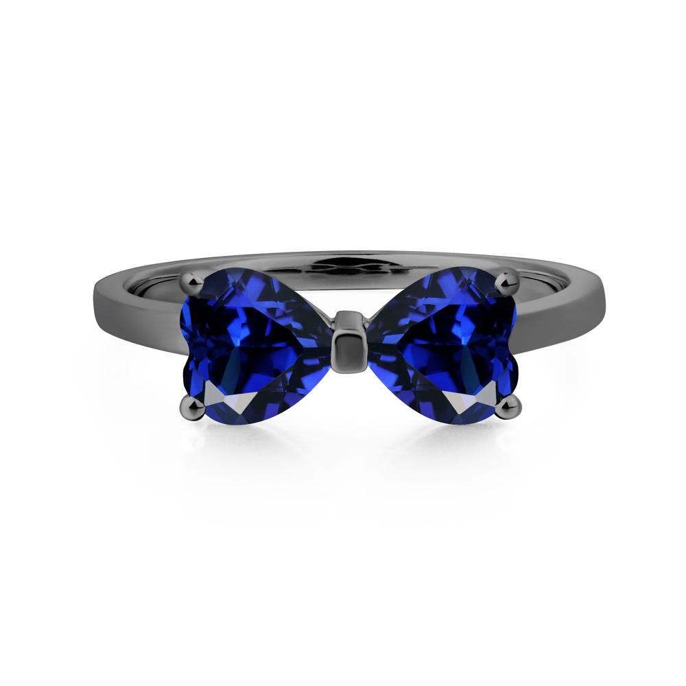 Heart Shaped Sapphire Mothers Ring - LUO Jewelry #metal_black finish sterling silver