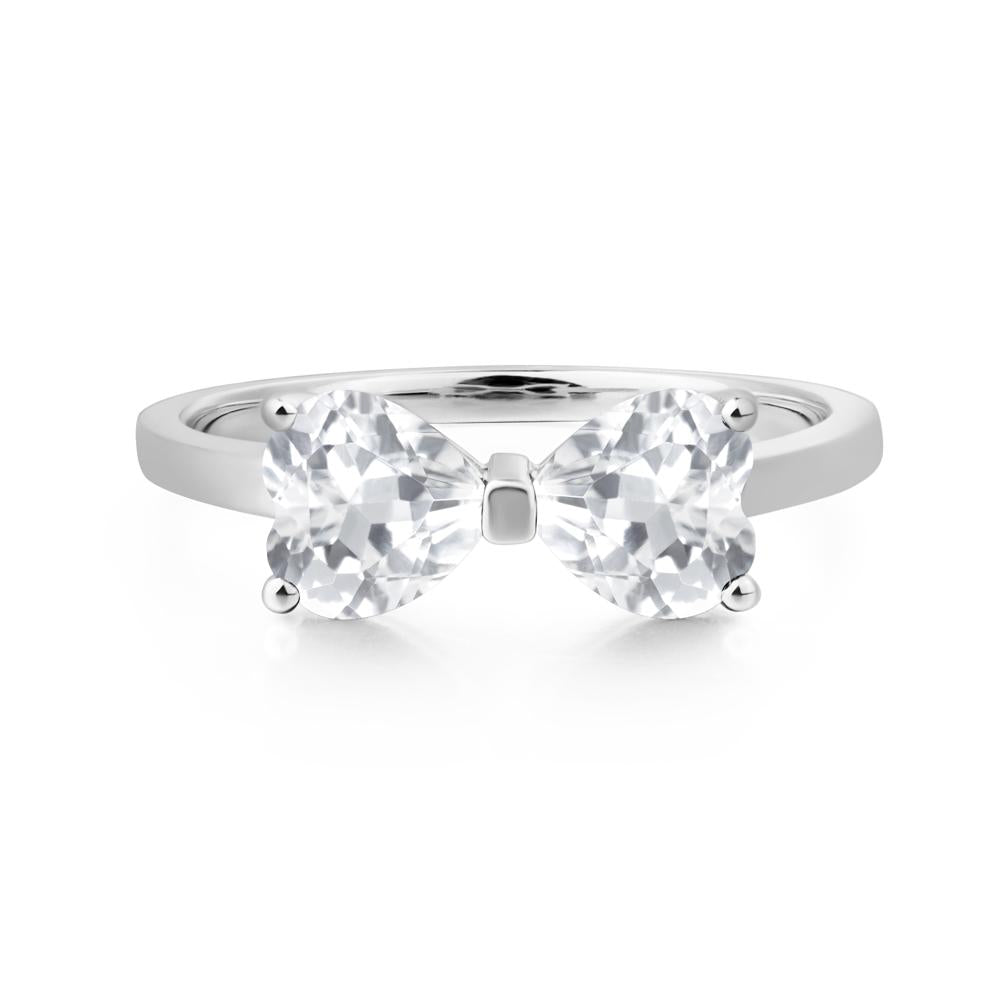 Heart Shaped White Topaz Mothers Ring - LUO Jewelry #metal_14k white gold
