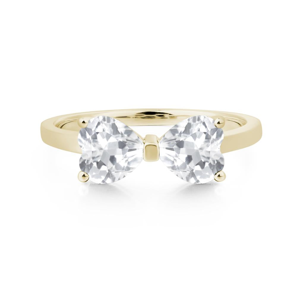 Heart Shaped White Topaz Mothers Ring - LUO Jewelry #metal_14k yellow gold