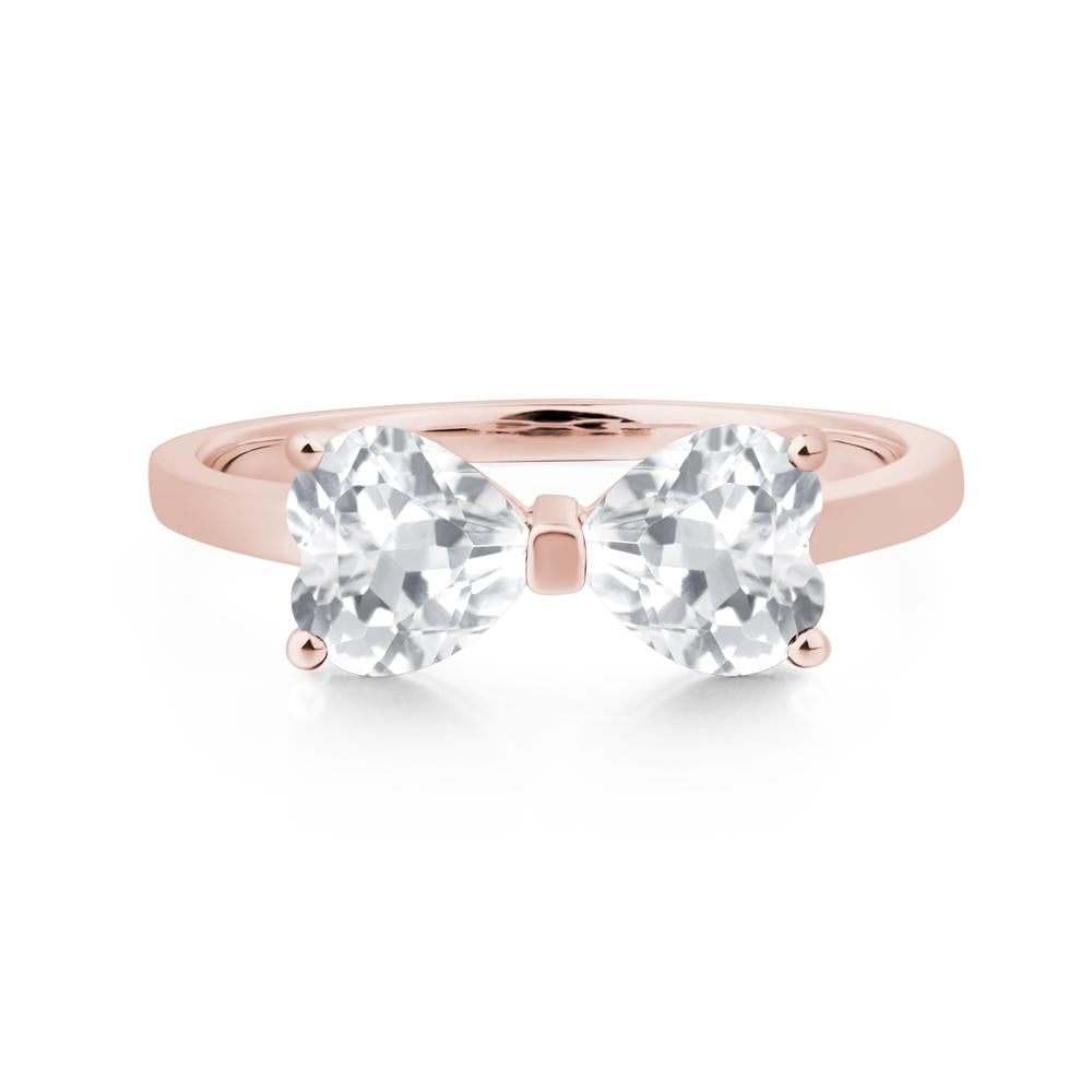Heart Shaped White Topaz Mothers Ring - LUO Jewelry #metal_18k rose gold