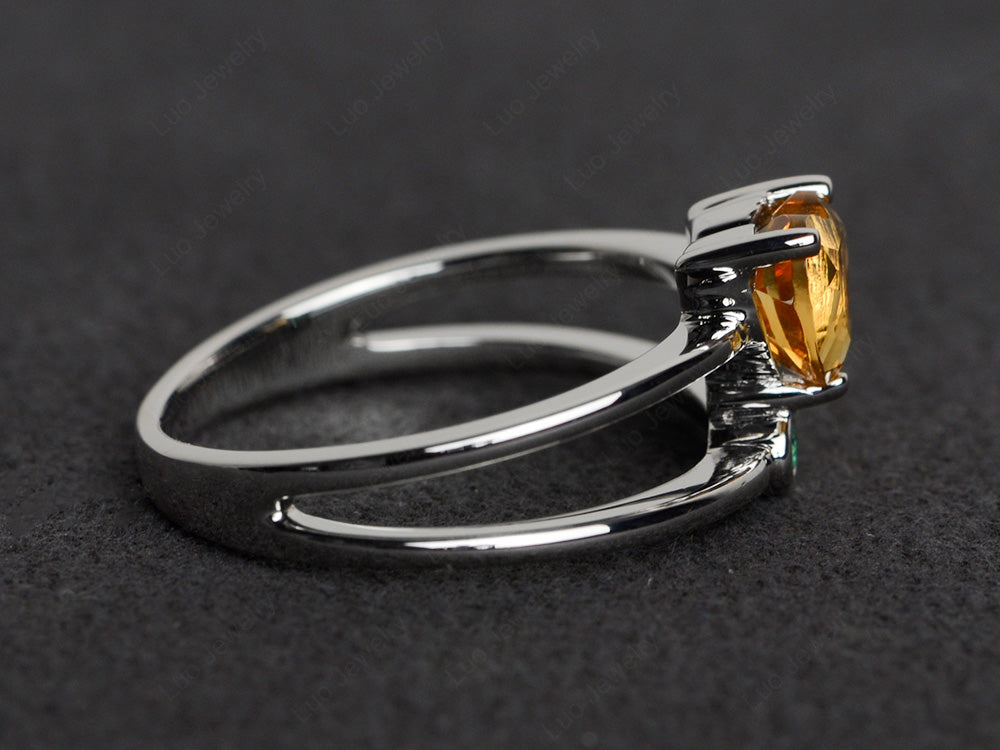 Heart Shaped Citrine Split Shank Ring Silver - LUO Jewelry