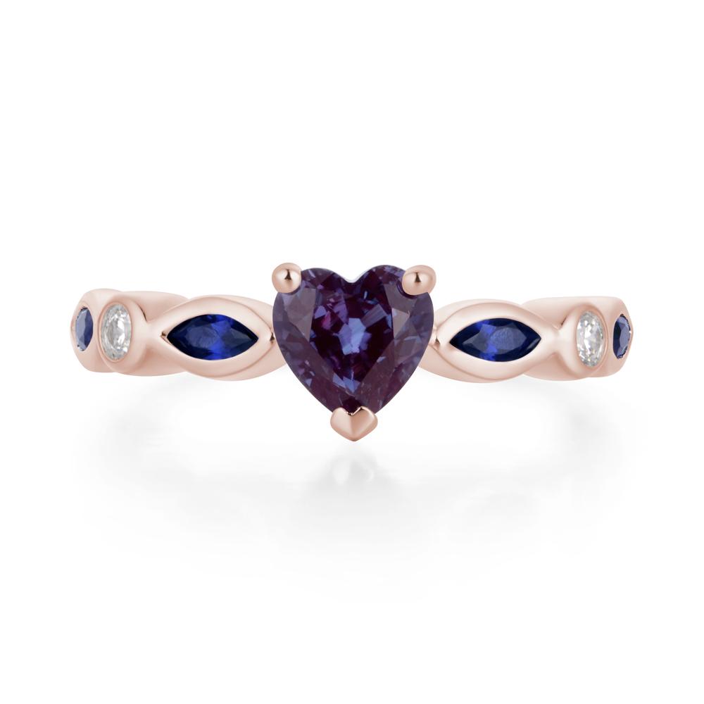 Heart Alexandrite Wedding Ring - LUO Jewelry #metal_14k rose gold