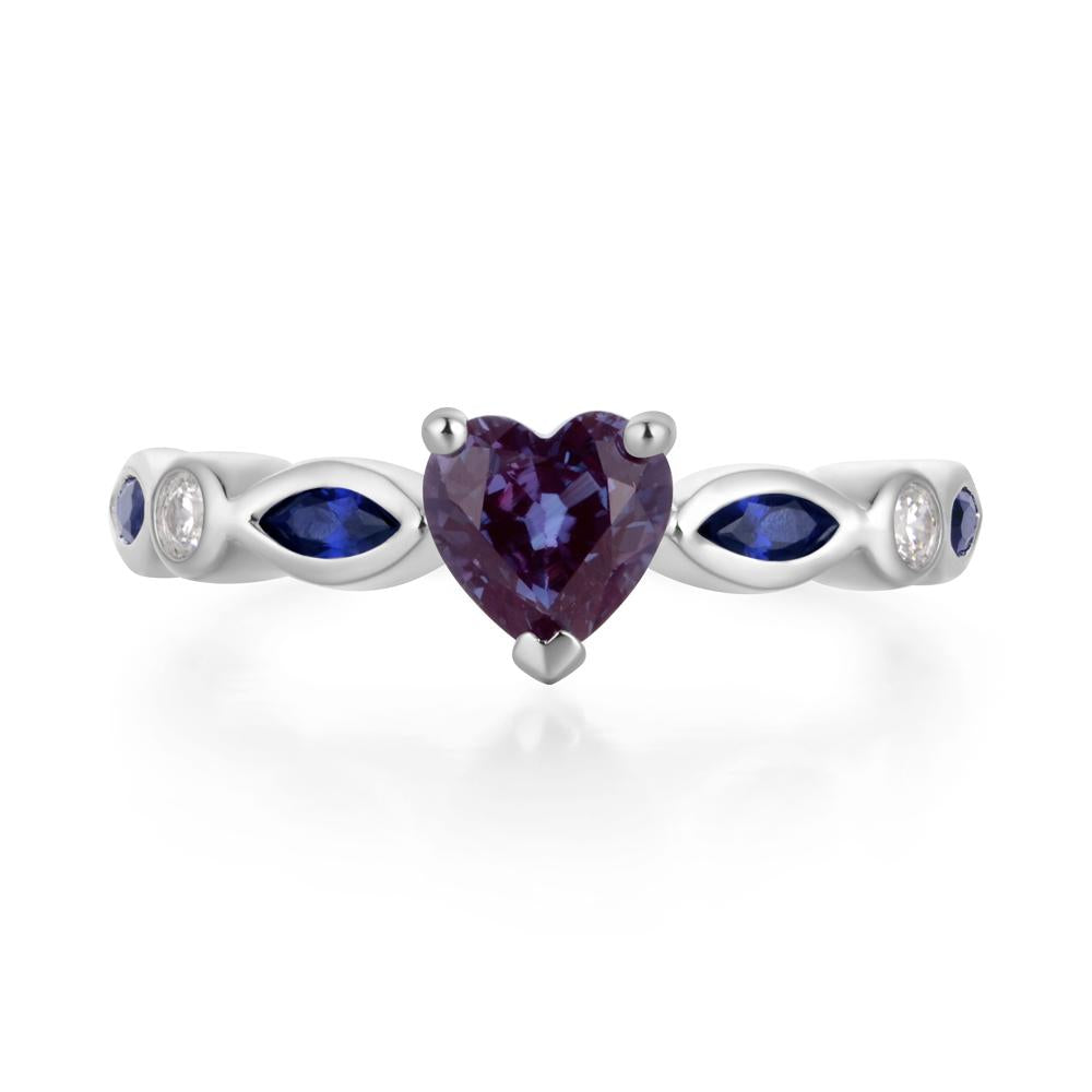 Heart Alexandrite Wedding Ring - LUO Jewelry #metal_14k white gold