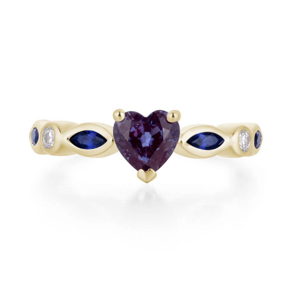 Heart Alexandrite Wedding Ring - LUO Jewelry #metal_14k yellow gold