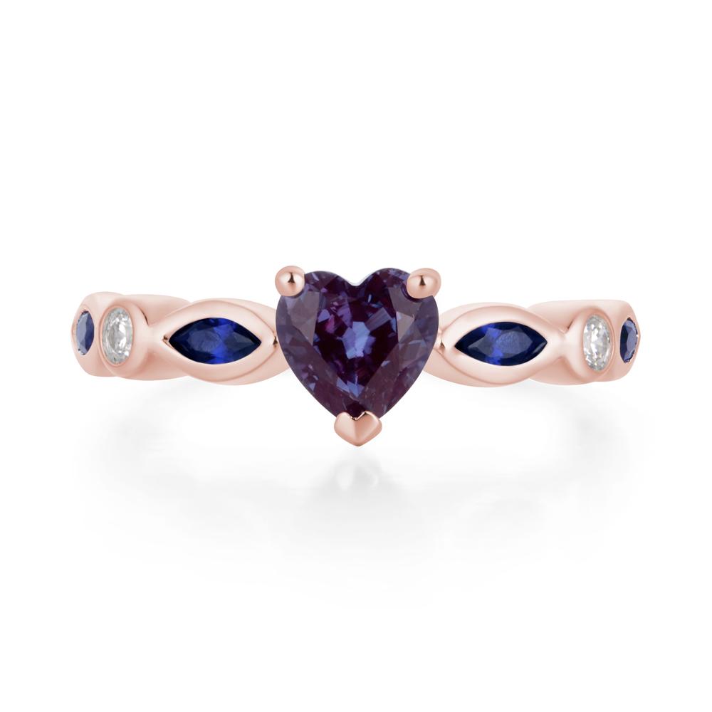 Heart Alexandrite Wedding Ring - LUO Jewelry #metal_18k rose gold
