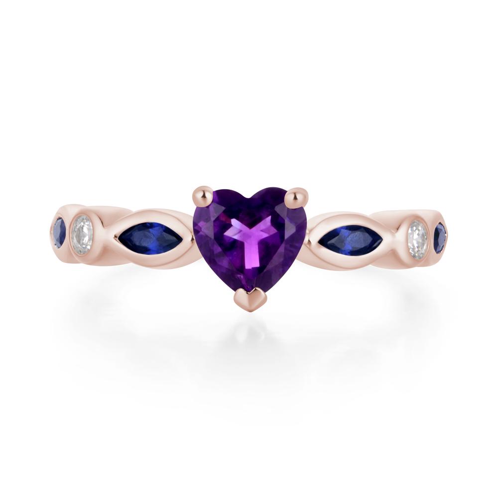 Heart Amethyst Wedding Ring - LUO Jewelry #metal_14k rose gold