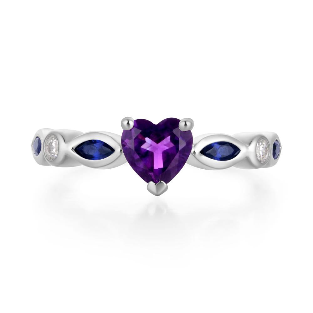 Heart Amethyst Wedding Ring - LUO Jewelry #metal_14k white gold