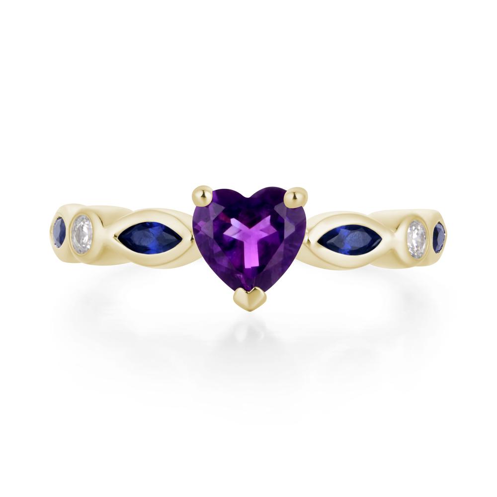 Heart Amethyst Wedding Ring - LUO Jewelry #metal_14k yellow gold