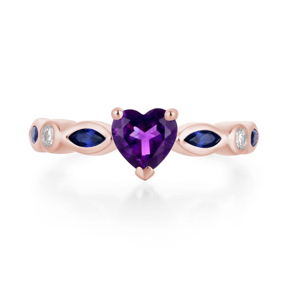 Heart Amethyst Wedding Ring - LUO Jewelry #metal_18k rose gold