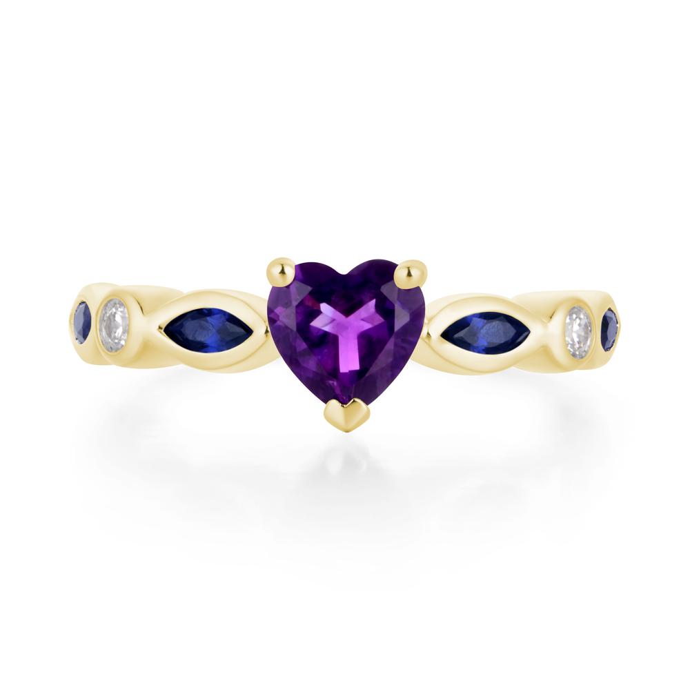 Heart Amethyst Wedding Ring - LUO Jewelry #metal_18k yellow gold