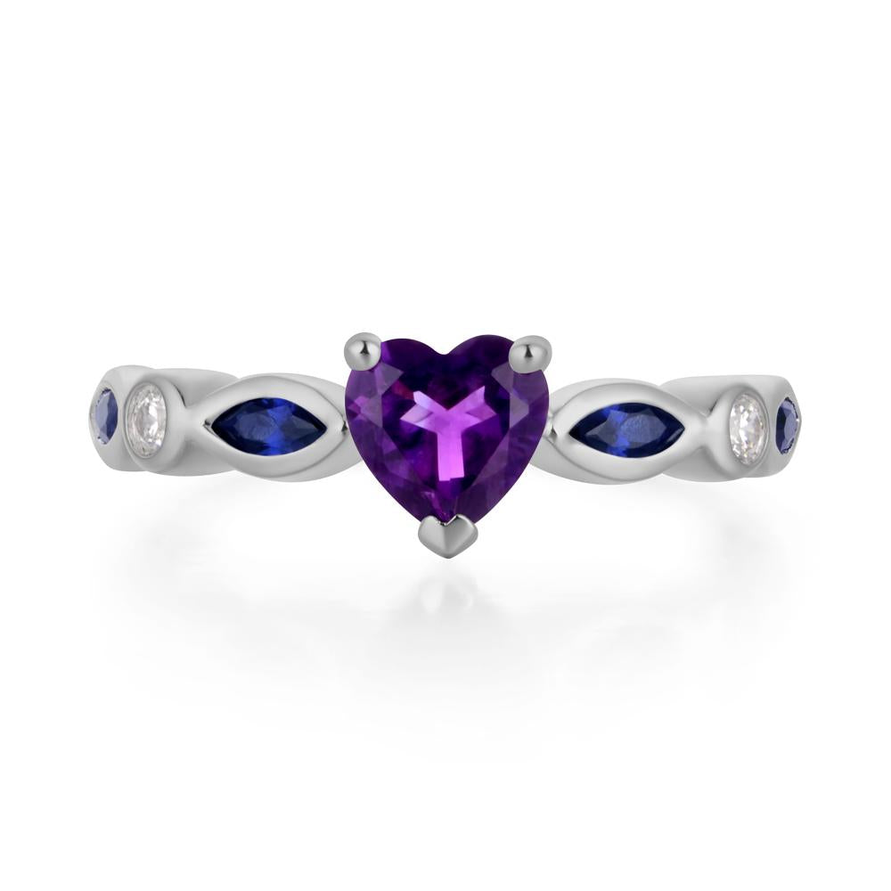 Heart Amethyst Wedding Ring - LUO Jewelry #metal_platinum