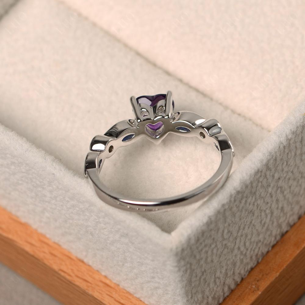 Heart Amethyst Wedding Ring White Gold - LUO Jewelry