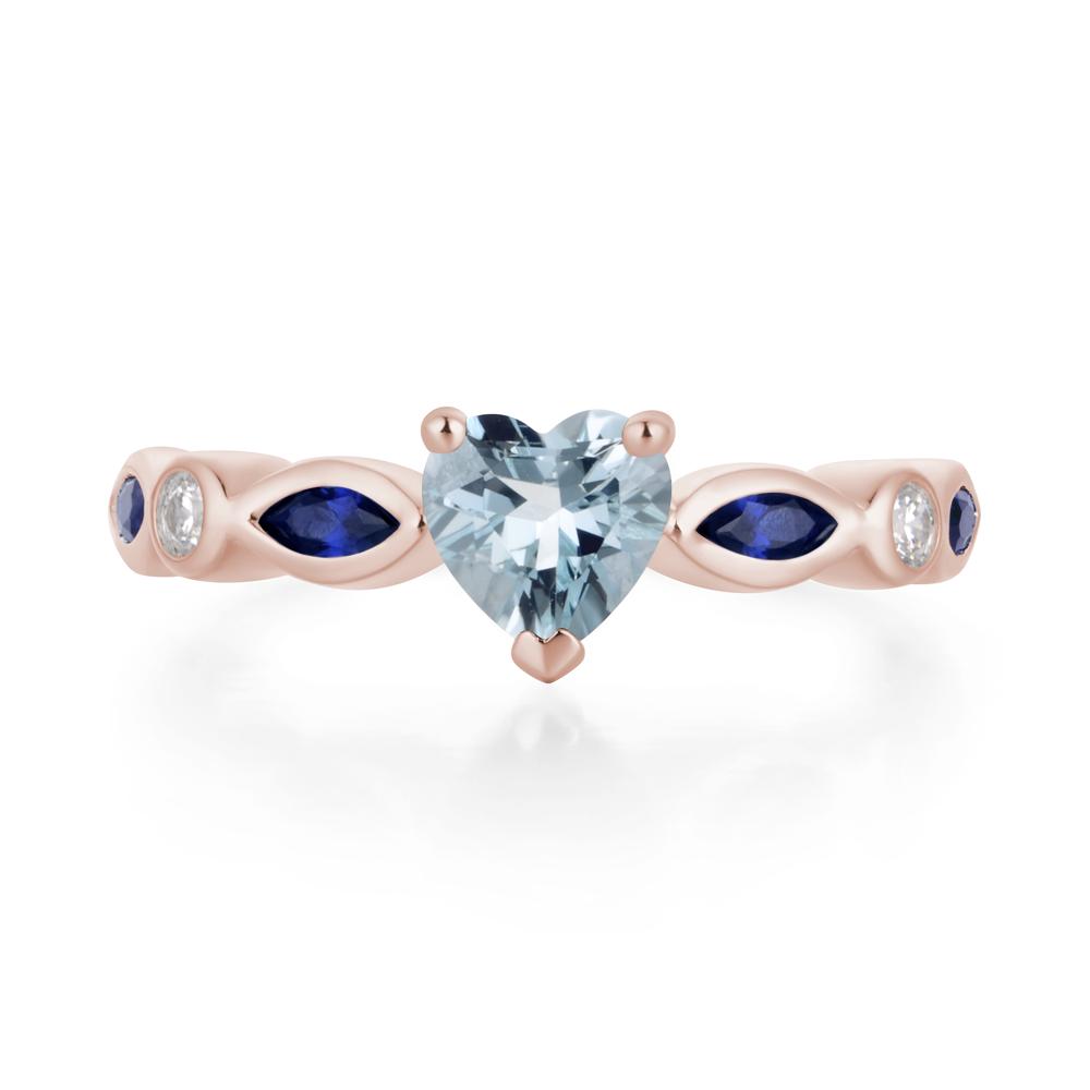 Heart Aquamarine Wedding Ring - LUO Jewelry #metal_14k rose gold