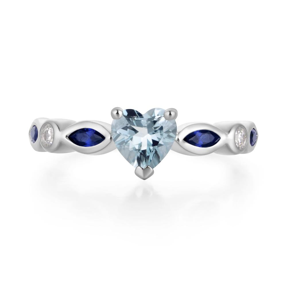 Heart Aquamarine Wedding Ring - LUO Jewelry #metal_14k white gold