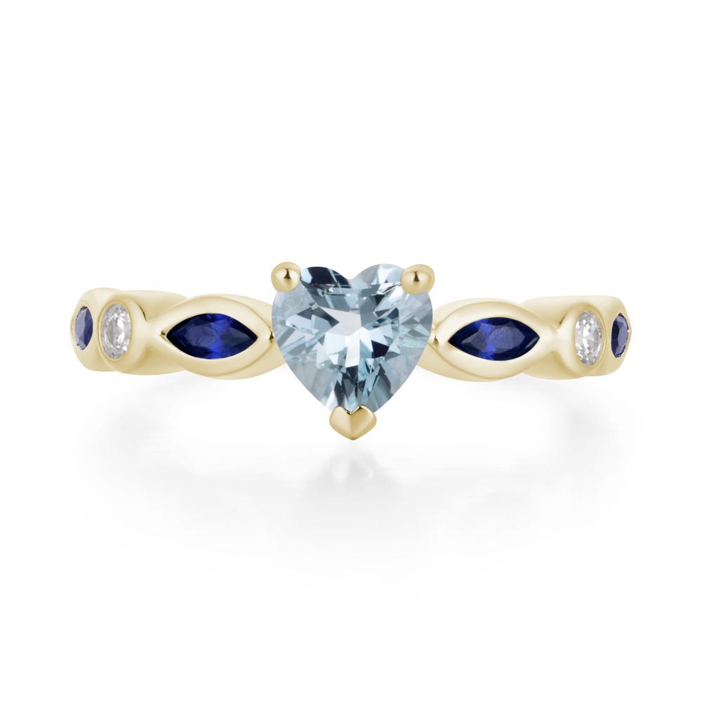 Heart Aquamarine Wedding Ring - LUO Jewelry #metal_14k yellow gold