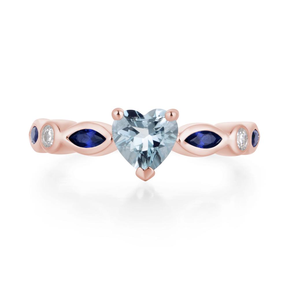 Heart Aquamarine Wedding Ring - LUO Jewelry #metal_18k rose gold
