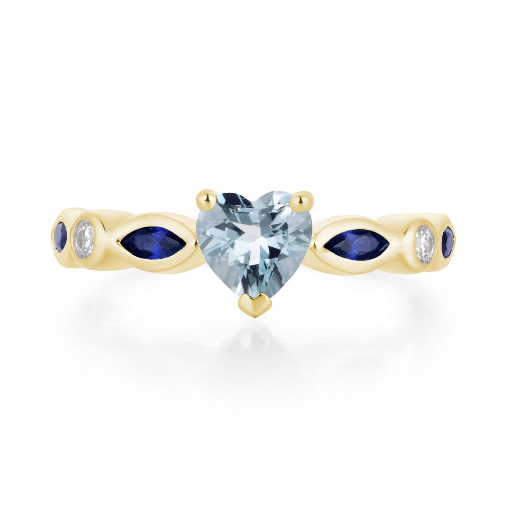 Heart Aquamarine Wedding Ring - LUO Jewelry #metal_18k yellow gold