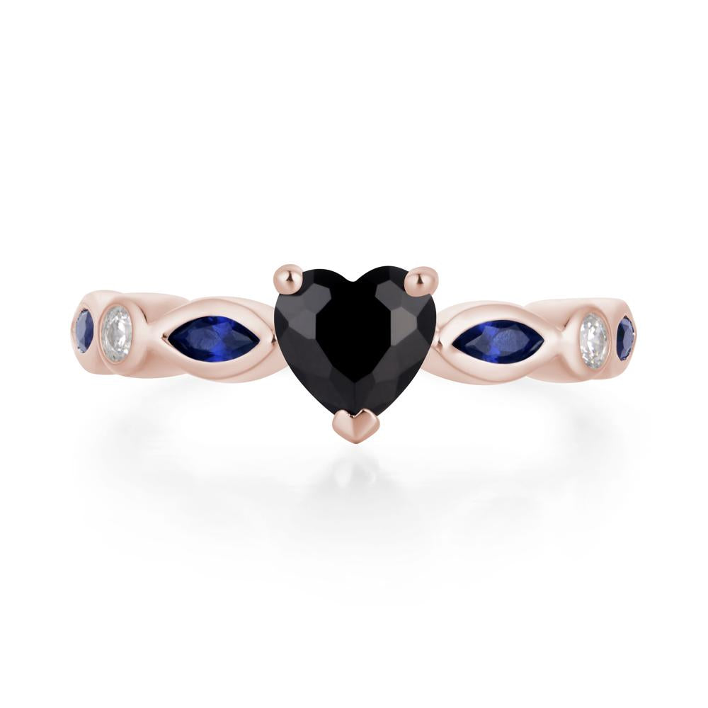 Heart Black Stone Wedding Ring - LUO Jewelry #metal_14k rose gold