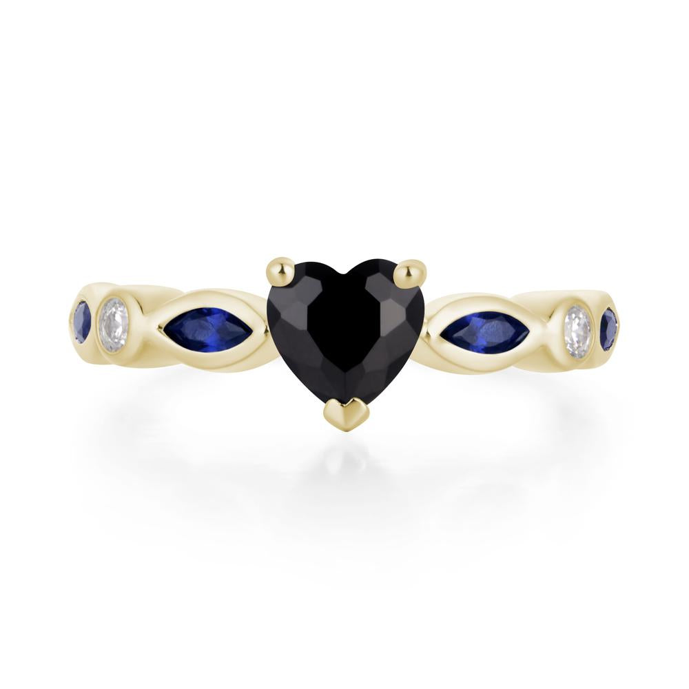 Heart Black Stone Wedding Ring - LUO Jewelry #metal_14k yellow gold