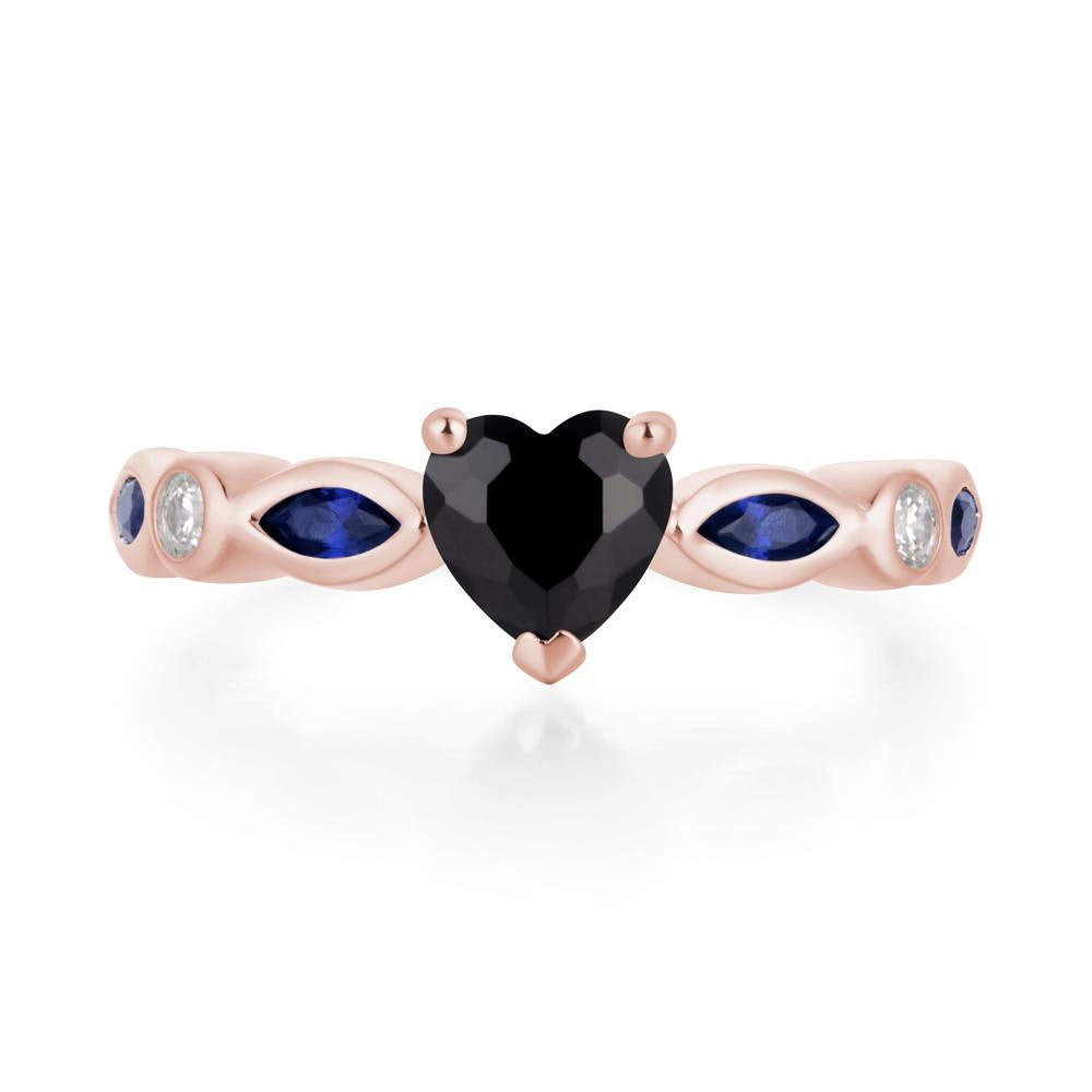 Heart Black Stone Wedding Ring - LUO Jewelry #metal_18k rose gold