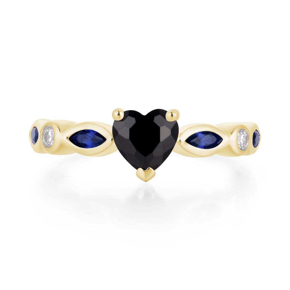 Heart Black Stone Wedding Ring - LUO Jewelry #metal_18k yellow gold