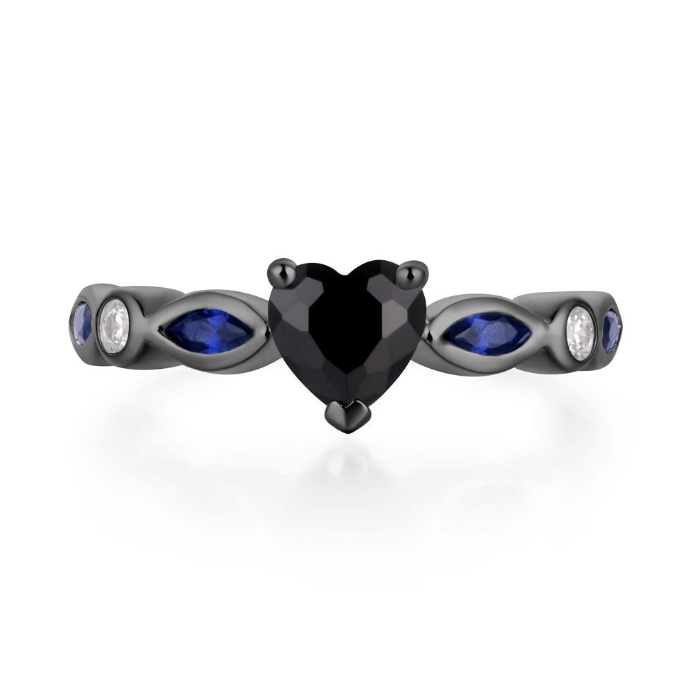 Heart Black Stone Wedding Ring - LUO Jewelry #metal_black finish sterling silver