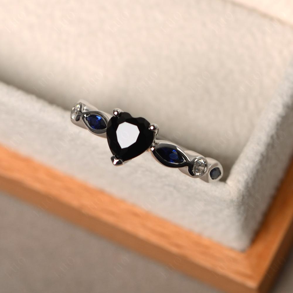Heart Black Stone Wedding Ring - LUO Jewelry