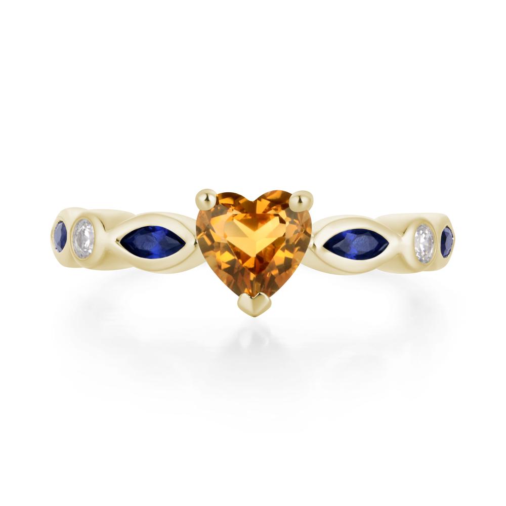 Heart Citrine Wedding Ring - LUO Jewelry #metal_14k yellow gold