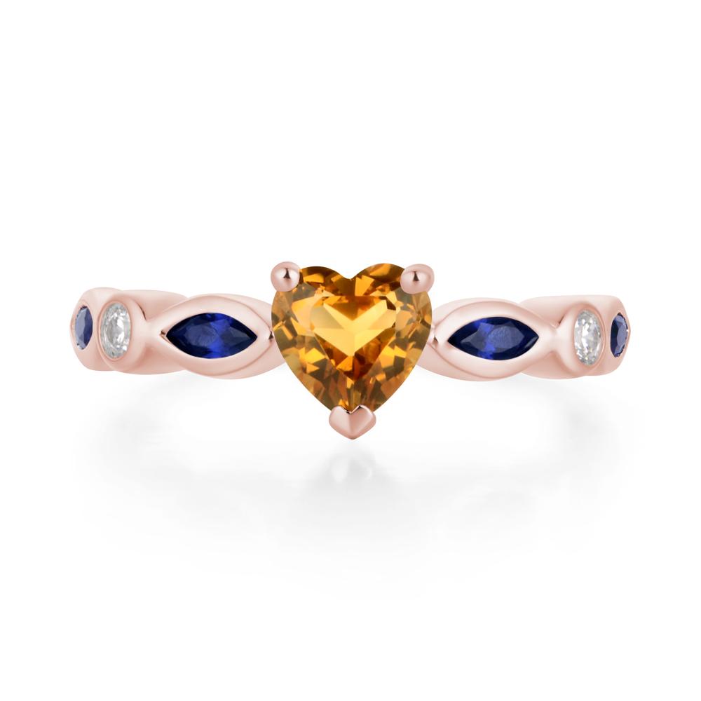 Heart Citrine Wedding Ring - LUO Jewelry #metal_18k rose gold