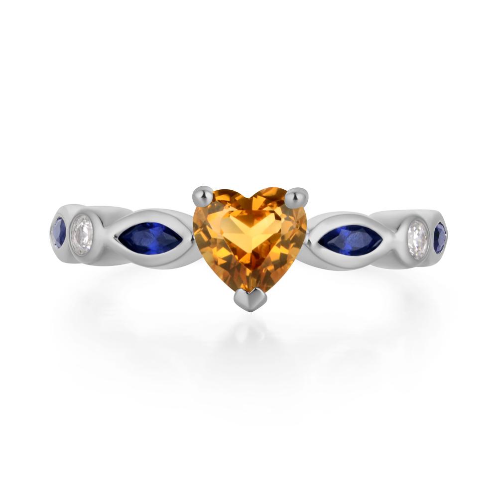 Heart Citrine Wedding Ring - LUO Jewelry #metal_platinum