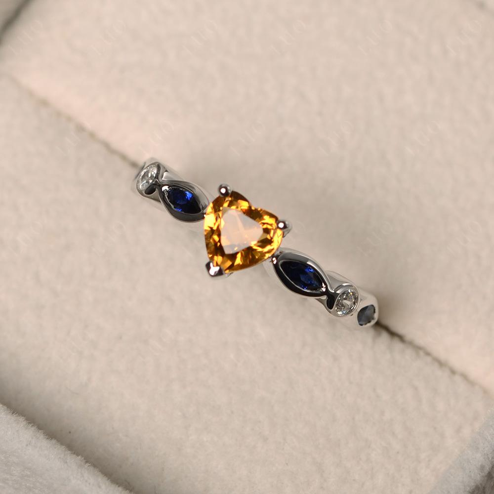 Heart Citrine Wedding Ring White Gold - LUO Jewelry