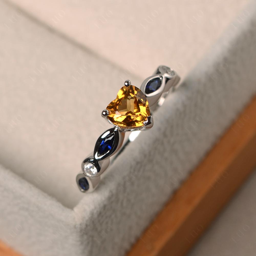 Heart Citrine Wedding Ring White Gold - LUO Jewelry