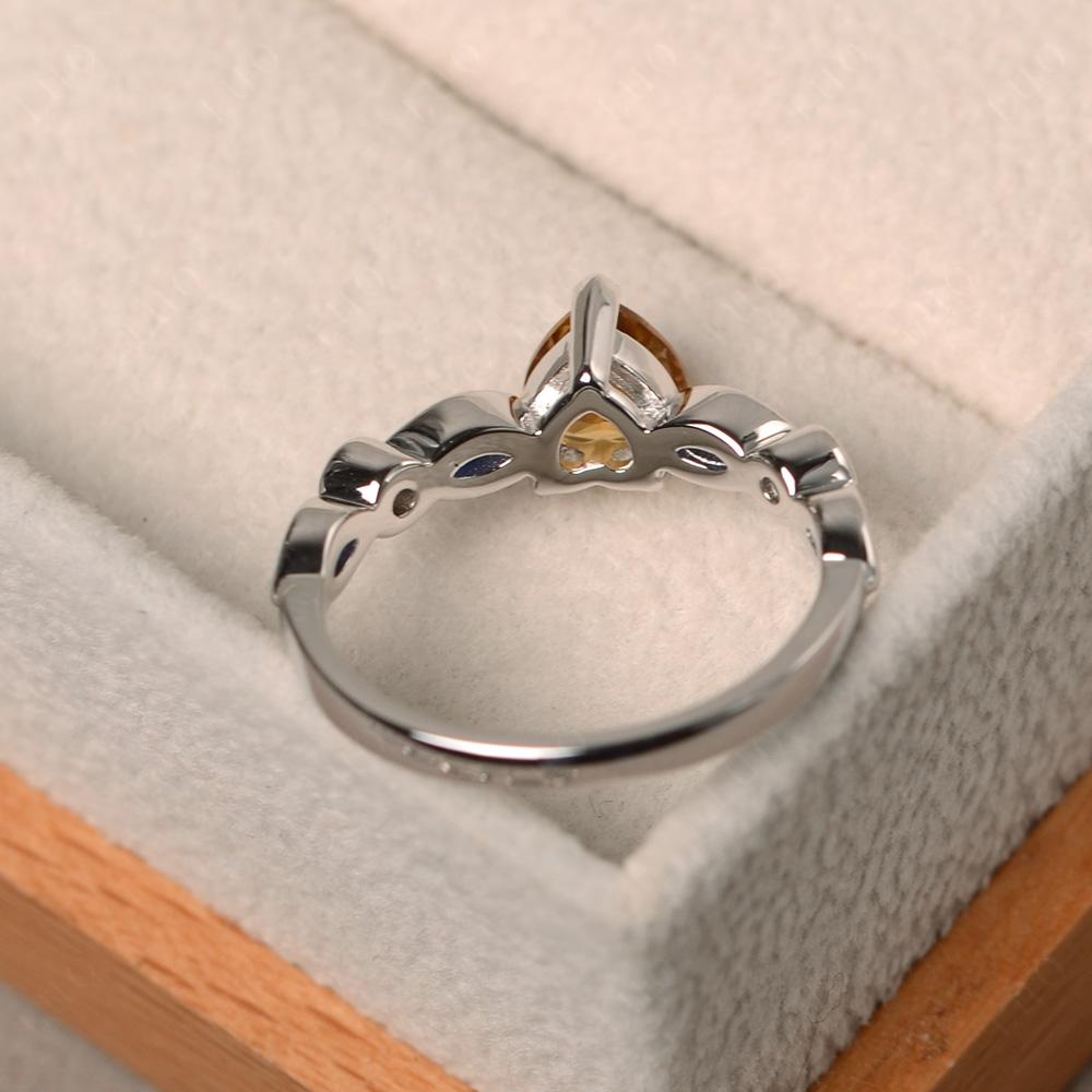 Heart Citrine Wedding Ring White Gold - LUO Jewelry