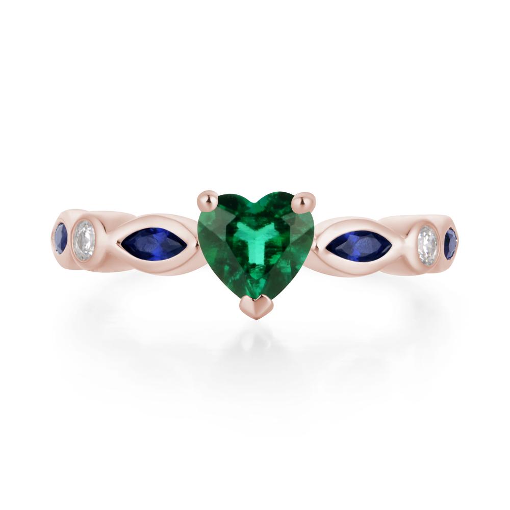 Heart Lab Grown Emerald Wedding Ring - LUO Jewelry #metal_14k rose gold